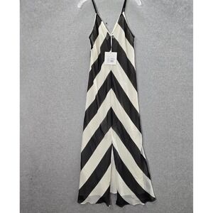 Christopher John Rogers Women Dress 8 Black White Chevron Slip Sleeveless NWT